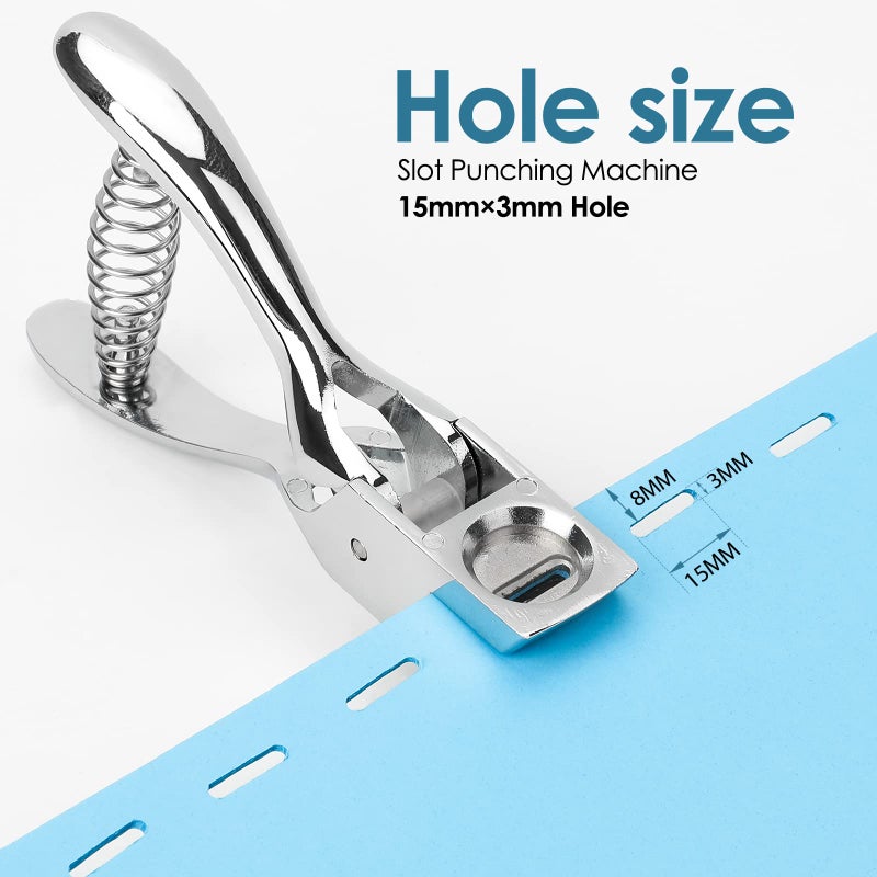 MROCO Hole Punch One Slot Badge Punch for ID Cards â€“ Handheld Metal Slot Puncher, 15mm x 3mm Hole, No Burrs, Spring-Loaded, Works on PVC, Paper & Cardstock - Image 3